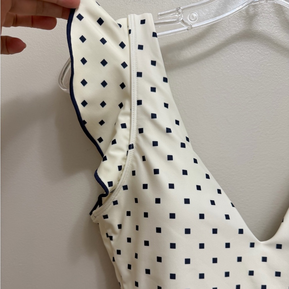 Summersalt The Ruffle Backflip One Piece Swimsuit Square Dot Blue Ivory Size 4 - Picture 7 of 12